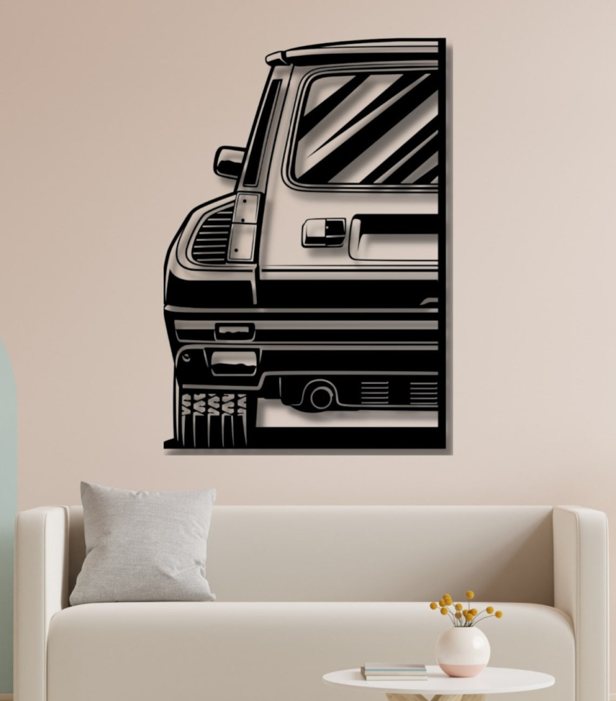 Renault Turbo Car Silhouette Wood Wall Art Veneqa