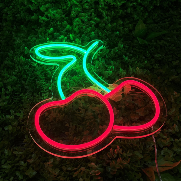 Cherry Neon Sign for Wall Decor, Led Neon Light Wall Sign Hanging