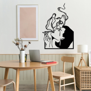 Love in Smoke Wood Wall Art, Gift For Men, Cool Man Art