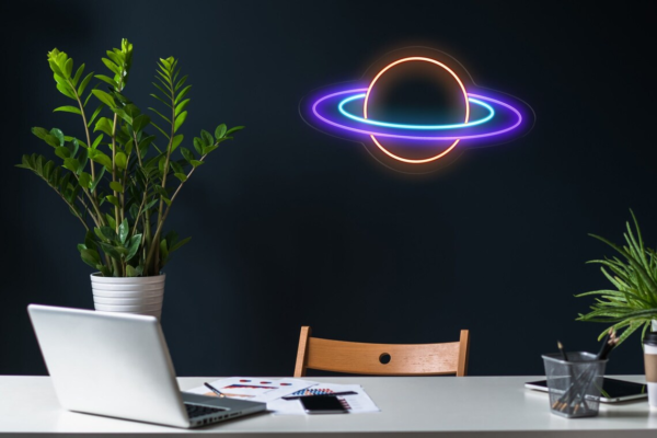 Planet Neon Sign | Space Wall Decor | Bedroom Neon Sign