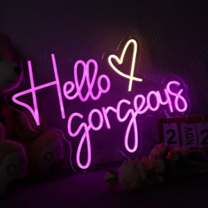 Hello Gorgeous Neon Light, Office Living Room Interior Design Neon Sign