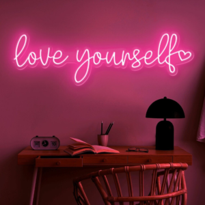 Love Yourself with a heart Neon Sign ,Handmade Led Neon Sign