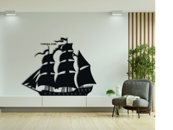 Wood Pirate Ship Wall Art, Living Room Decor, Wood Boat Wall Art