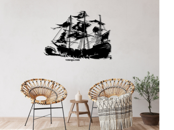 Wood Pirate Ship Wall Decor, Vintage Viking Ship Art, Wood Ship Wall Hanging