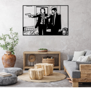 Wood Pulp Fiction Wall Decor, Pulp Fiction Wall Art, Movie Scene Wall Hangings