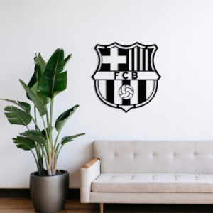Barcelona, Wood Logo Wall Decor, Football Club Fan Room Decor, Man Cave Sign