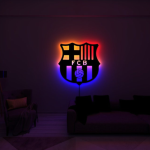 FC Barcelona Led RGB Wall Sign, Barcelona Wood Wall Art