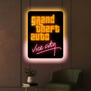 Gamer GTA Vice City Neon Sign, Wall Art Decor, Game Vector, Home Decoration