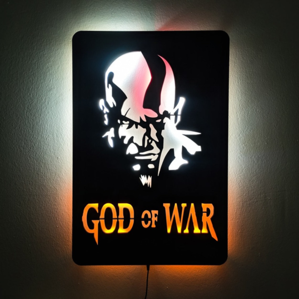 God Of War Gamer LED Neon Game Sign, Wall Art Decor, Vector