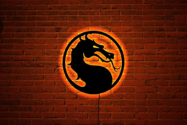 Mortal Kombat wood wall art with led light, Mortal Kombat home decor