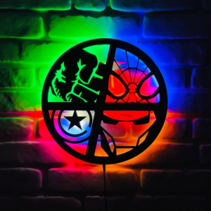 Multicolored Superhero LED Wall Light, Avengers Themed Room Decor