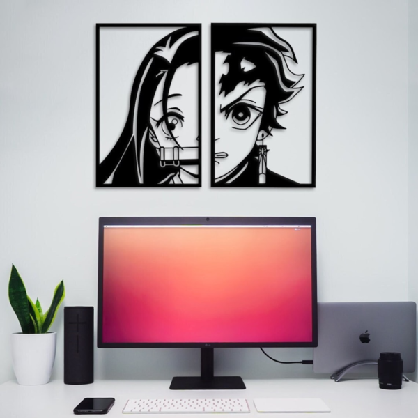 Nezuko and Tanjiro Demon Slayer Wood Wall Art Décor