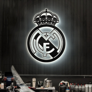 Real Madrid Metal Sign With LED Light, Wall Art, Real Madrid Lovers
