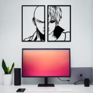 Saitama And Genoa One Punch Man Wood Wall Art Décor