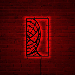 Spiderman wood wall art with led light, Spiderman home decor, Spiderman neon sign