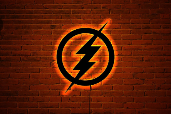 The Flash wood wall art with rgb led light, The Flash neon sign