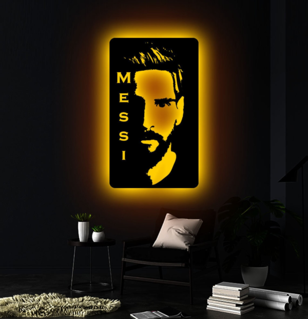 Lional Messi Face LED Wall Silhouette