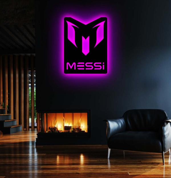 Lionel Messi Logo LED Wall Silhouette