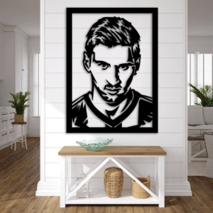 Messi Face Silhouette, Football Wood Wall Decor