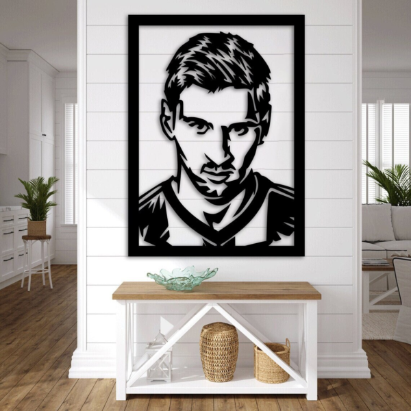 Messi Face Silhouette, Football Wood Wall Decor