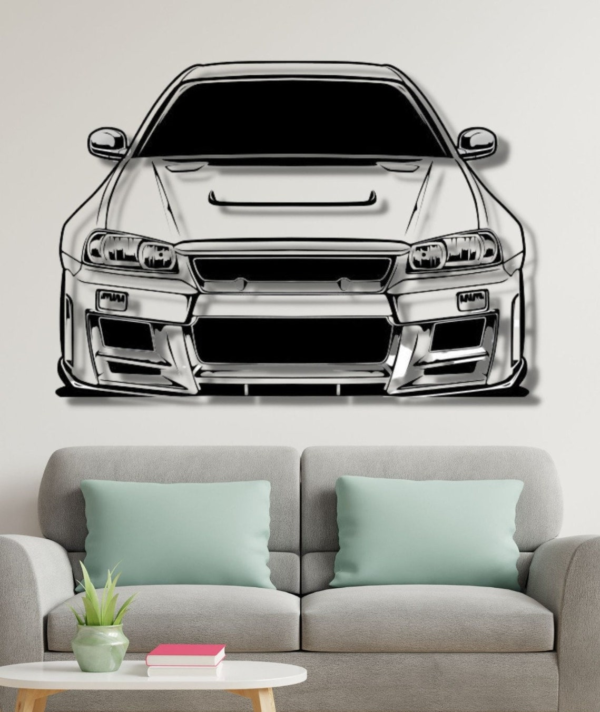 Nissan SKYline R34 Front Silhouette Wood Wall Decor