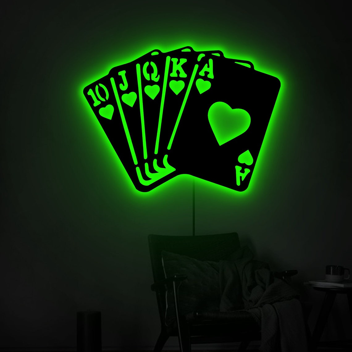 Gambit Full Aces LED Wall Silhouette - Veneqa