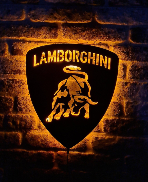 Lamborghini logo led wall silhouette