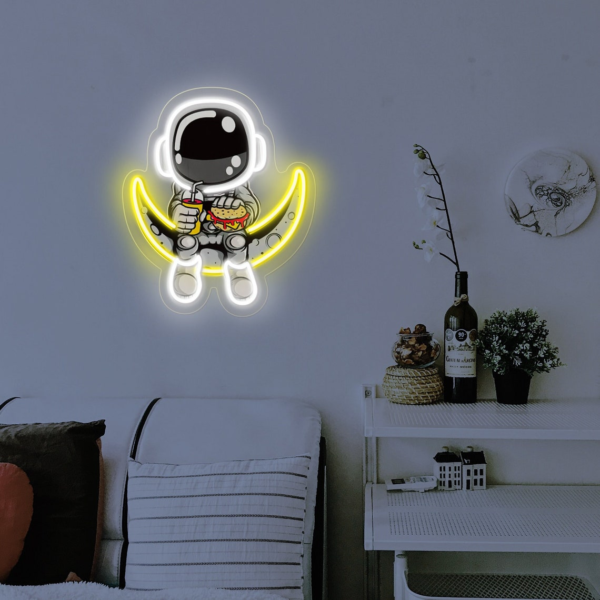 Astronaut Sitting On Moon UV Neon Sign