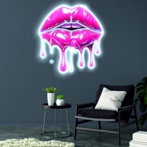 Dripping Lips UV Neon Sign