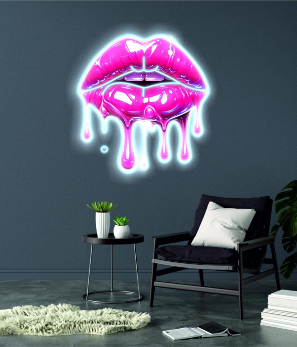 Dripping Lips UV Neon Sign