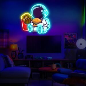 Astronaut Burger Fries UV Neon Sign