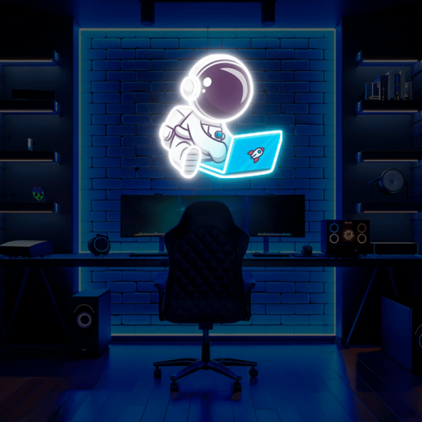 Astronaut Laptop UV Neon Sign